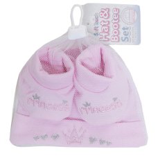 HB15-P: Pink Princess Hat & Bootee Set